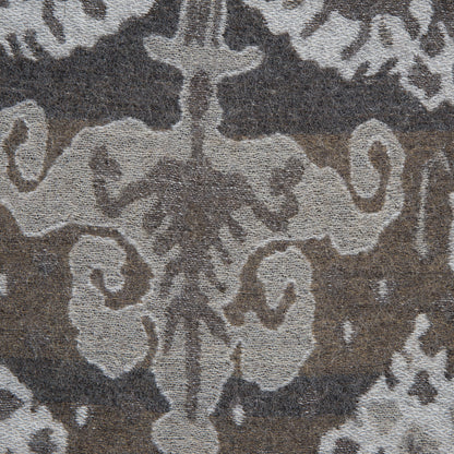 Gray Tribal Damask Wool Woven - Detail