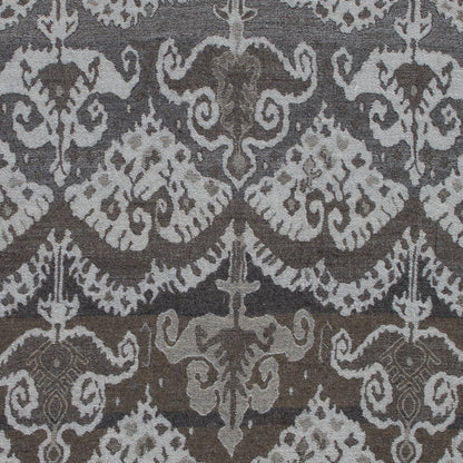 Gray Tribal Damask Wool Woven