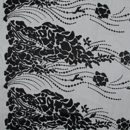 Black Abstract Embroidery on Black Mesh