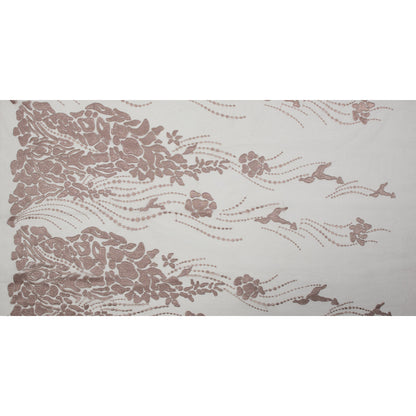 Metallic Mauve Abstract Embroidery on Pink Mesh Full