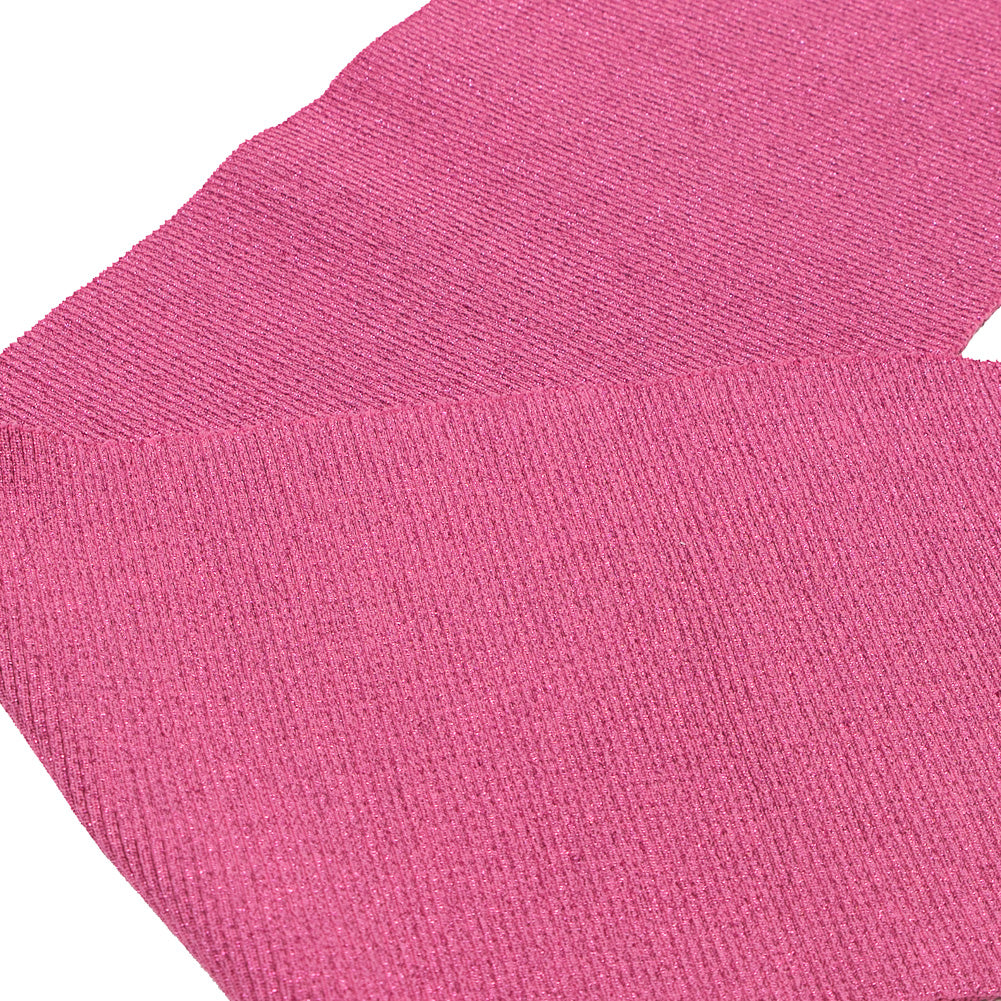 Fuchsia Sparkle Rib Knit Trim - 7 x 29 - Detail