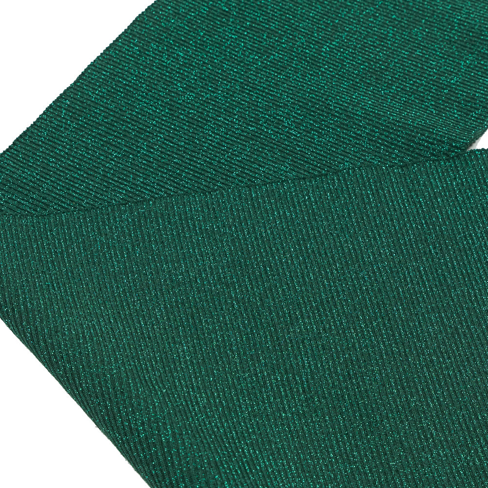 Dark Green Sparkle Rib Knit Trim - 7 x 29 - Detail