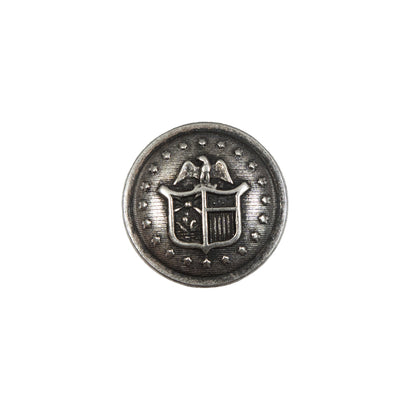 Italian Old Silver Military Shank Back Button - 24L/15mm