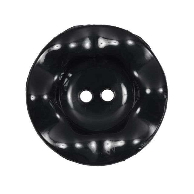Italian Black Wavy Plastic 2-Hole - 44L/28mm