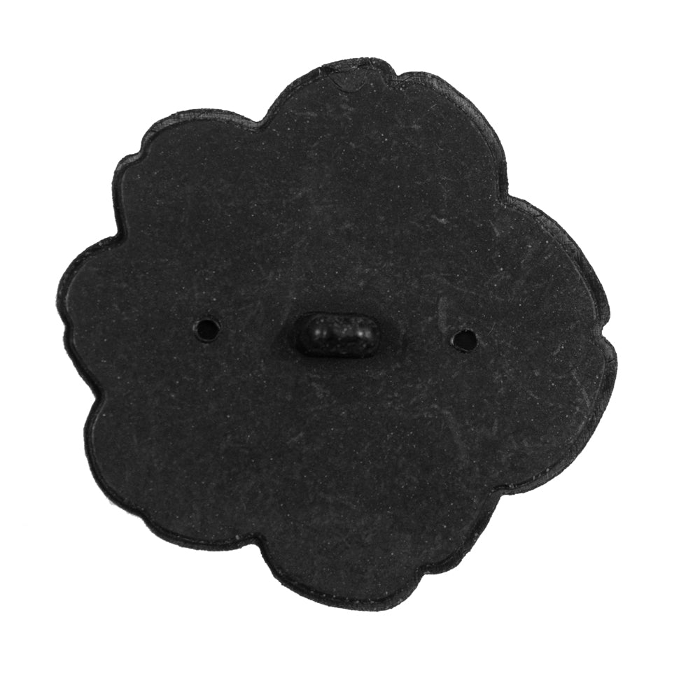 Italian Black Flower Shank Back Button - 54L/34mm - Detail