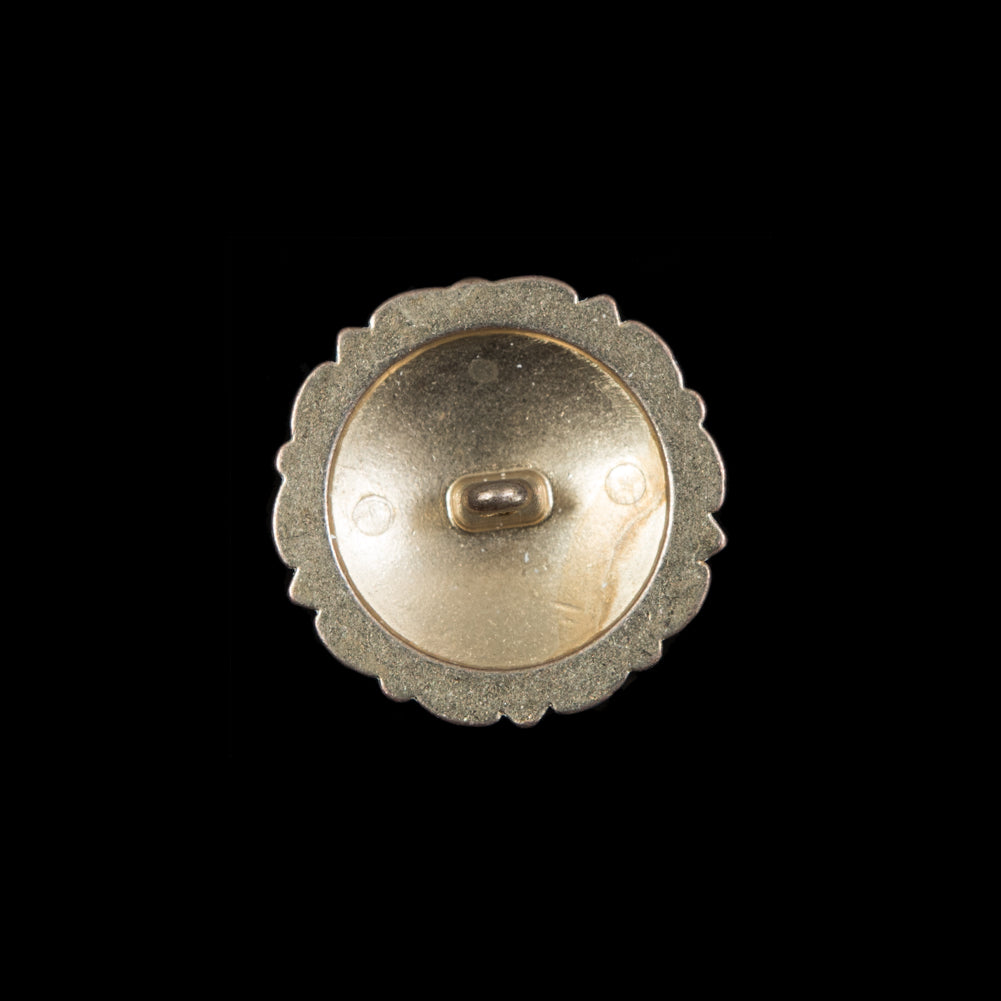 Italian White and Gold Floral Metal Shank Back Button - 32L/20mm - Detail