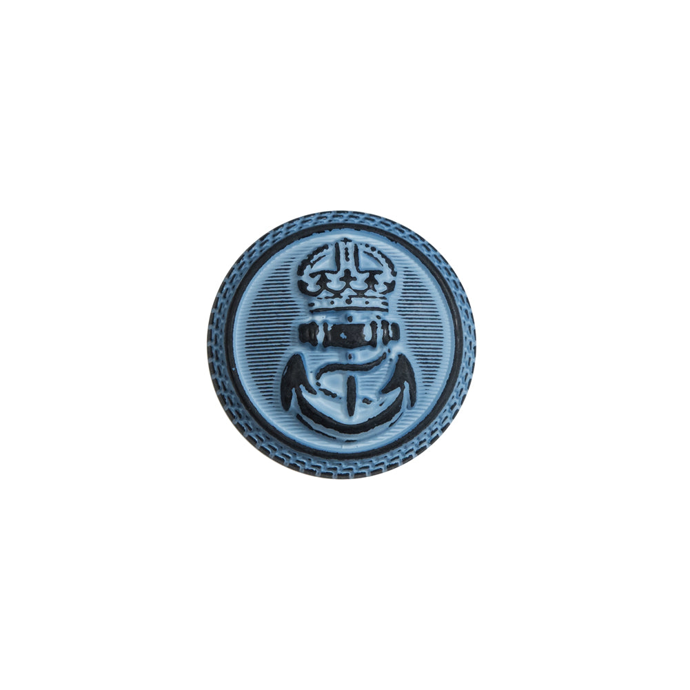Italian Blue and Navy Anchor Shank Back Button - 24L/15mm
