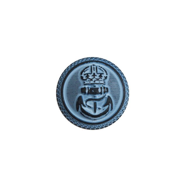 Italian Blue and Navy Anchor Shank Back Button - 24L/15mm