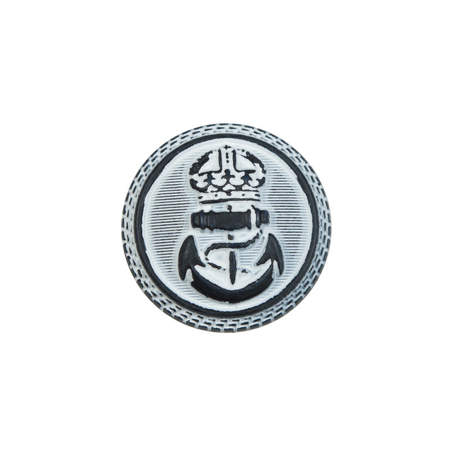 Italian White and Navy Anchor Shank Back Button - 32L/20mm