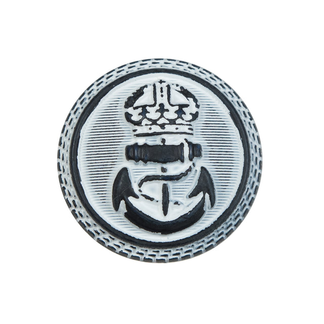 Italian White and Navy Anchor Shank Back Button - 40L/25.5mm