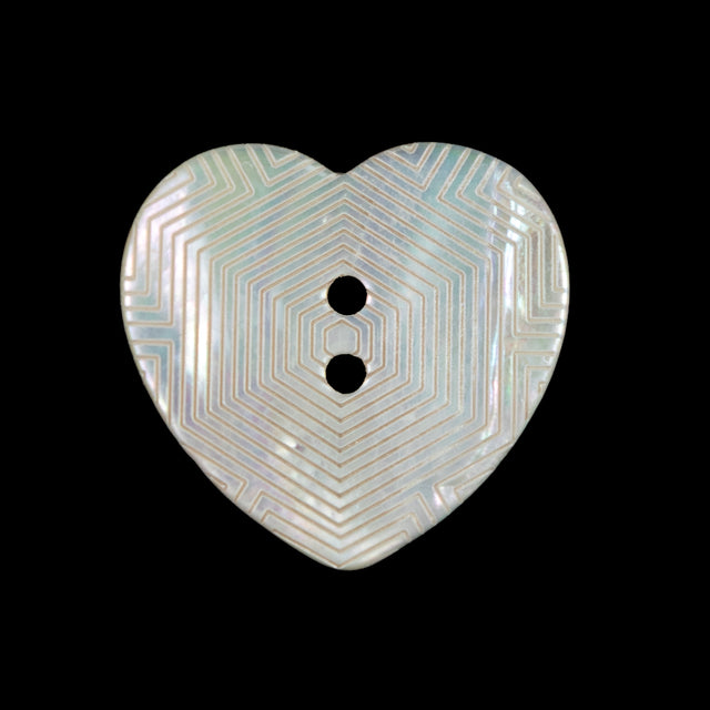 Italian Iridescent Heart-Shaped Shell Button - 40L/25.5mm