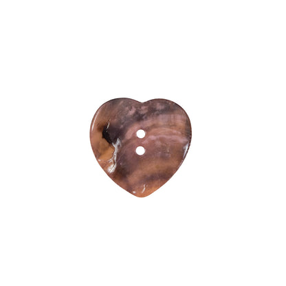 Italian Pink Heart-Shaped Shell Button - 24L/15mm - Detail