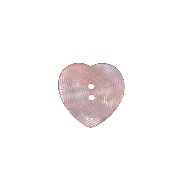 Italian Pink Heart-Shaped Shell Button - 24L/15mm