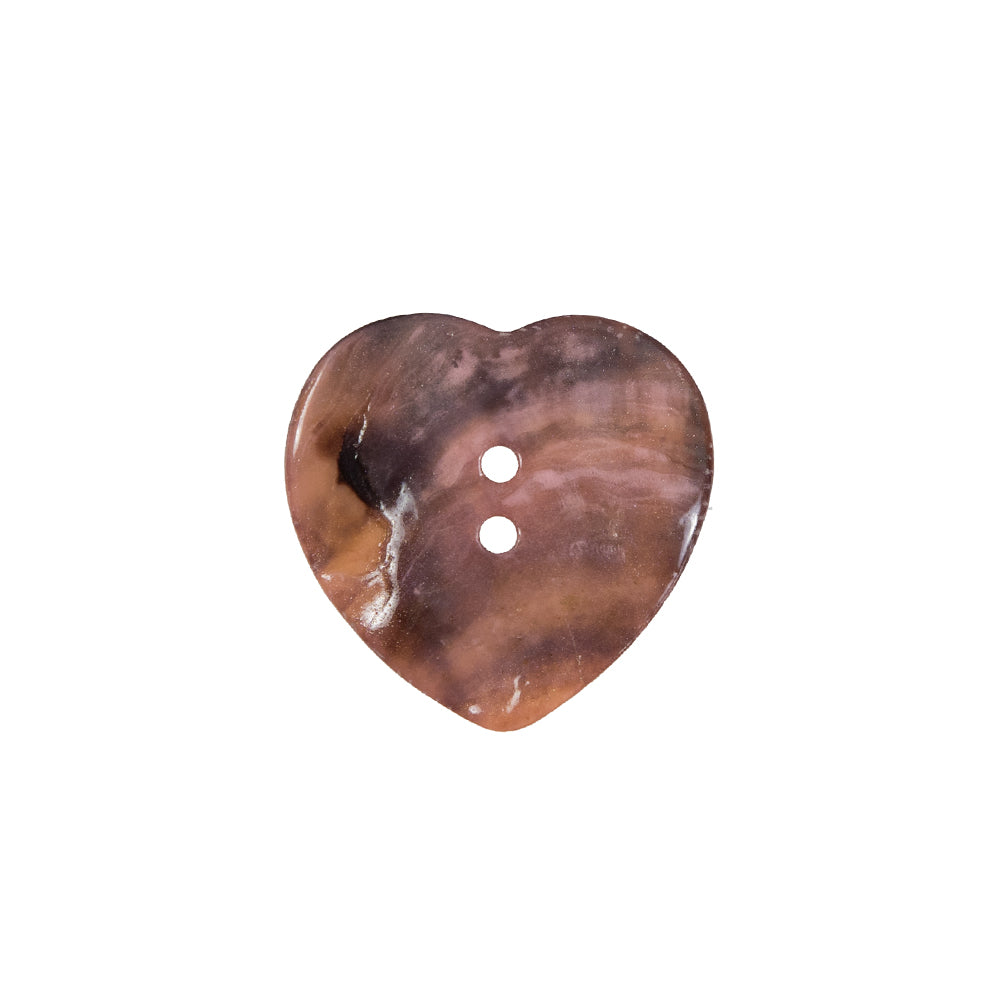 Italian Pink Heart-Shaped Shell Button - 32L/20mm - Detail