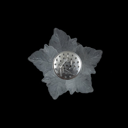 Italian Frosted White 3D Flower Applique with Clear Center Bead - 2" Detail