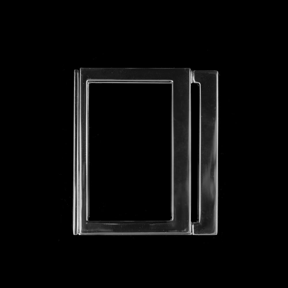 Italian Silver Rectangular Metal Buckle - 2 Piece Detail
