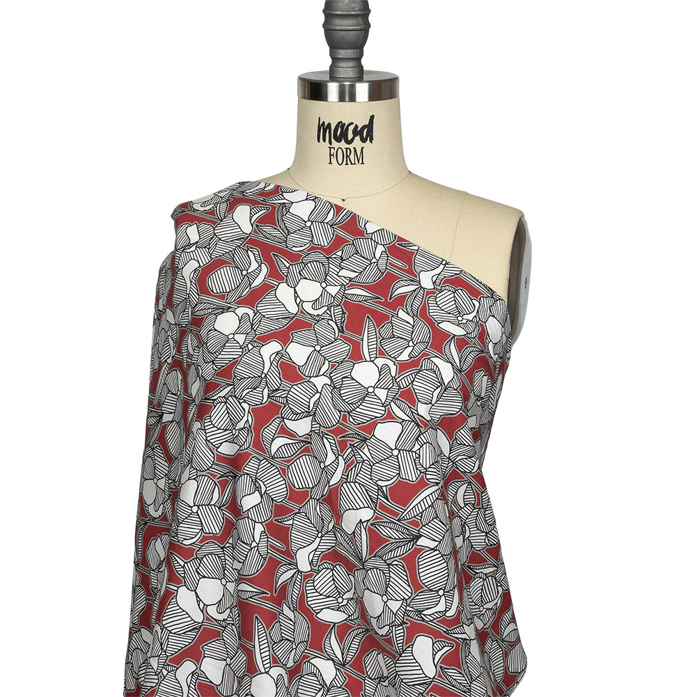 Mood Exclusive Floating World Stretch Cotton Poplin - Drape