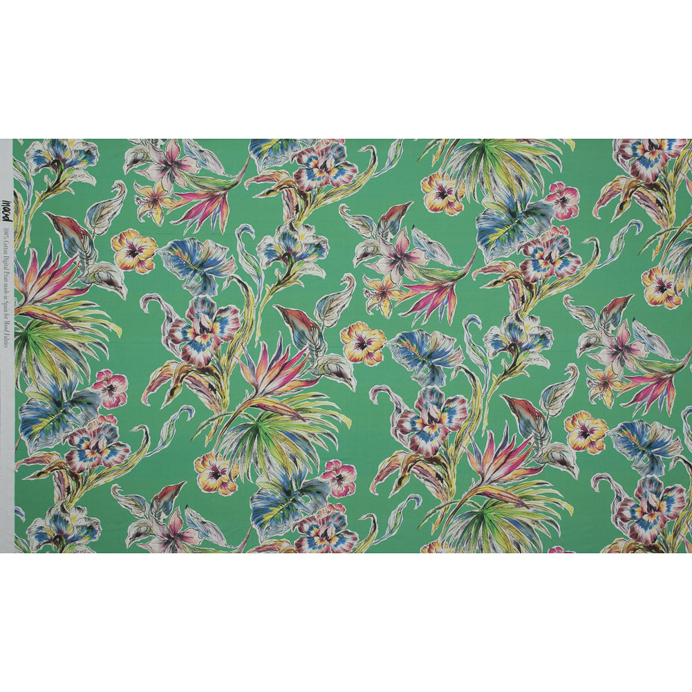 Mood Exclusive Creativite Epanouie Kelly Green Floral Cotton Poplin - Folded