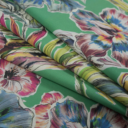 Mood Exclusive Creativite Epanouie Kelly Green Floral Cotton Poplin - Detail