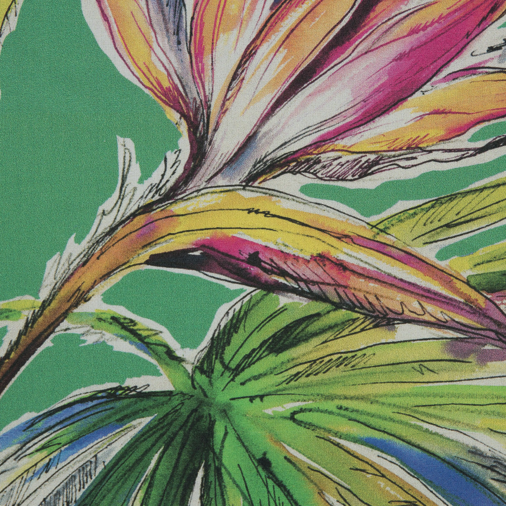 Mood Exclusive Creativite Epanouie Kelly Green Floral Cotton Poplin - Full