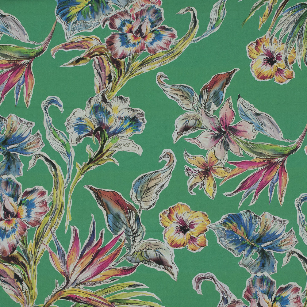Mood Exclusive Creativite Epanouie Kelly Green Floral Cotton Poplin