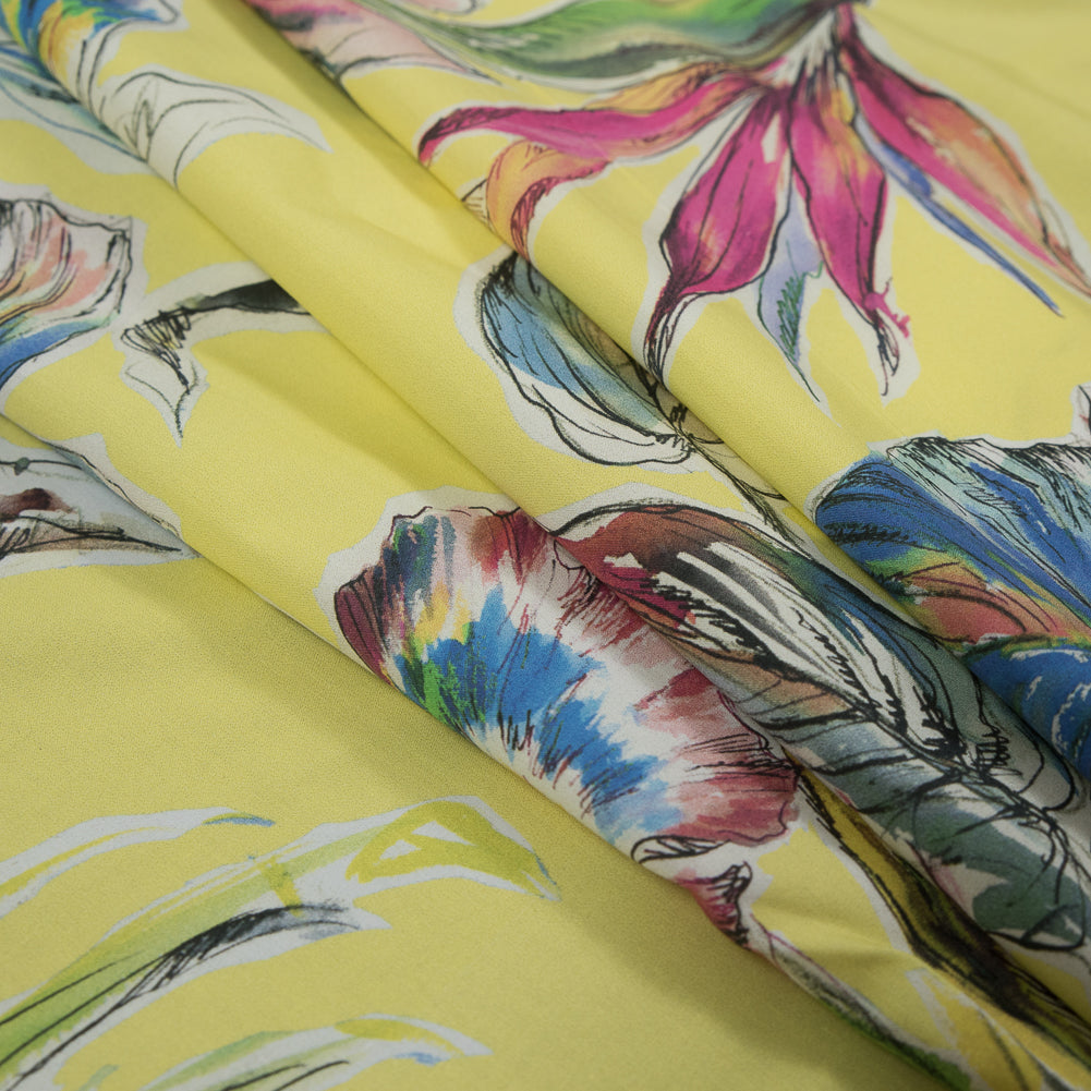 Cotton Poplin - Vibrant Yellow Floral - Creativite Epanouie Print - Mood Exclusive Avenable Collection Detail