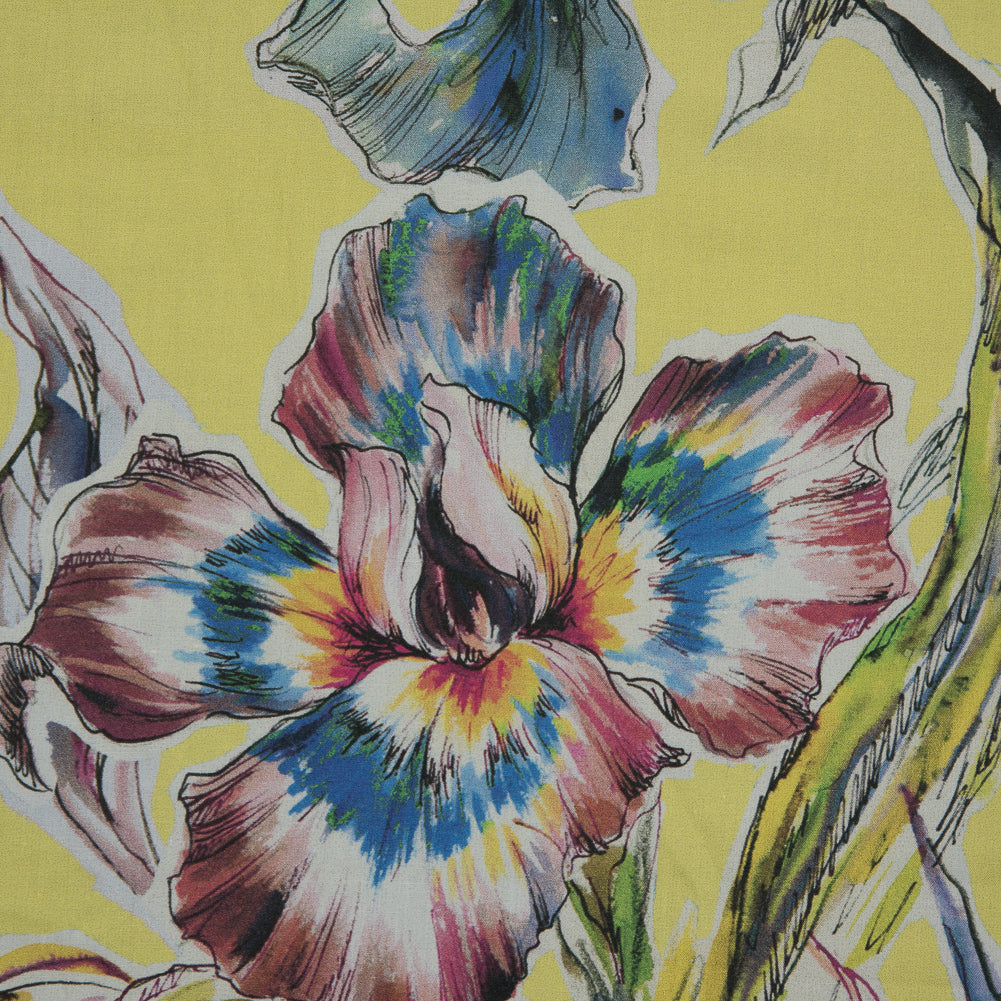 Cotton Poplin - Vibrant Yellow Floral - Creativite Epanouie Print - Mood Exclusive Avenable Collection Full