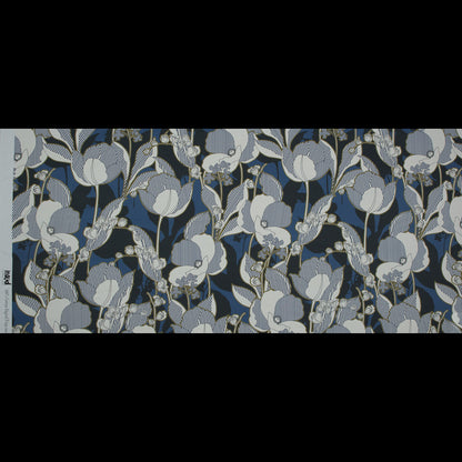 Cotton Poplin - Blue Striped Flowers - Fleurs en Bleu Print - Mood Exclusive Avenable Collection Folded