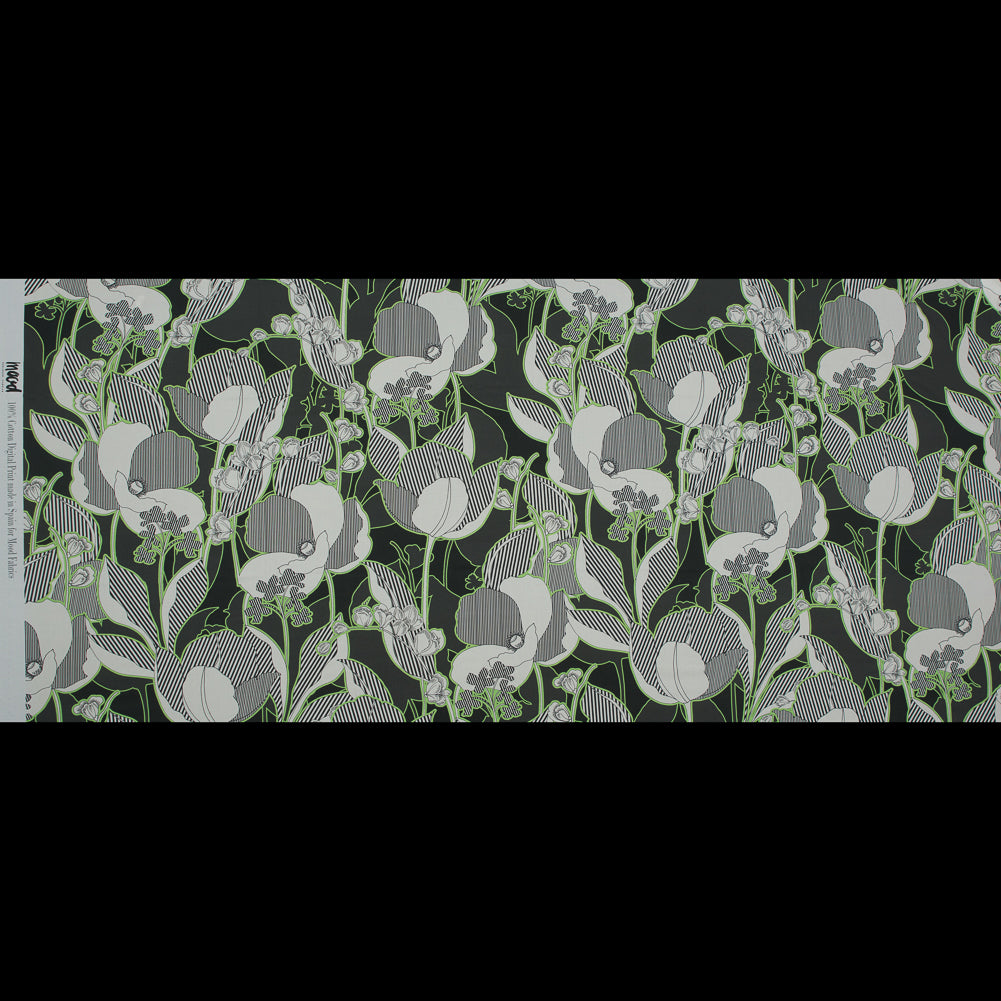 Mood Exclusive Fleurs en Vert Cotton Poplin - Folded