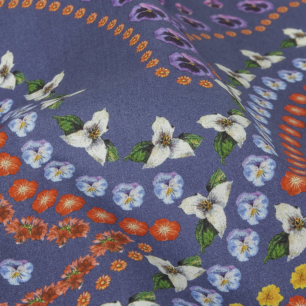Mood Exclusive Danse des Fleurs Blue Cotton Poplin - Detail