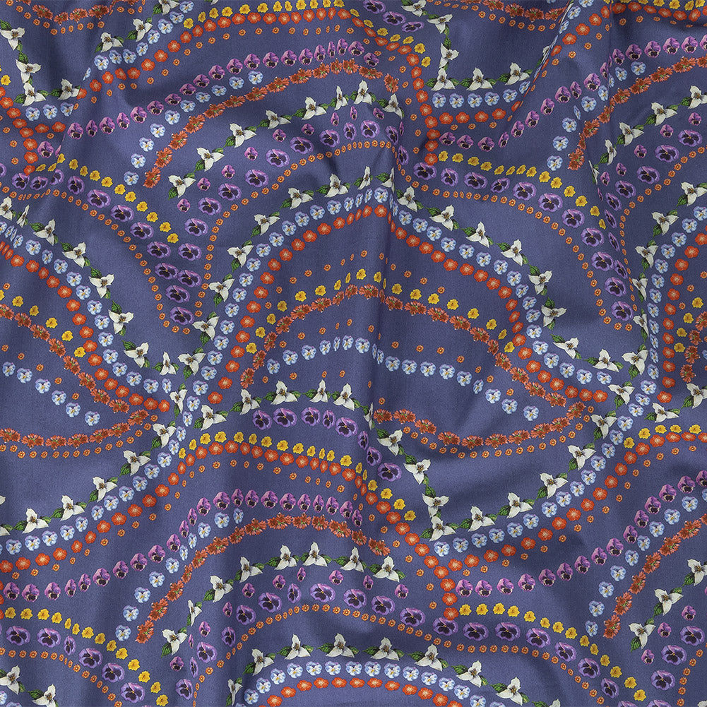 Mood Exclusive Danse des Fleurs Blue Cotton Poplin