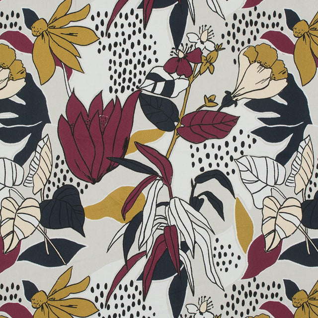 Mood Exclusive Pushing Up Daisies Red Plum Stretch Cotton Sateen