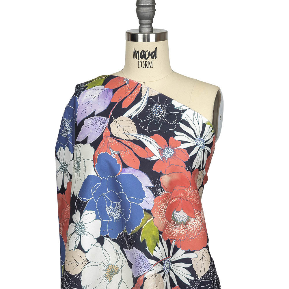 Mood Exclusive Pink and Parisian Night Floral Phantasmagoria Stretch Cotton Sateen Drape