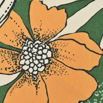 Mood Exclusive Floral Phantasmagoria Green and Orange Stretch Cotton Sateen - Detail