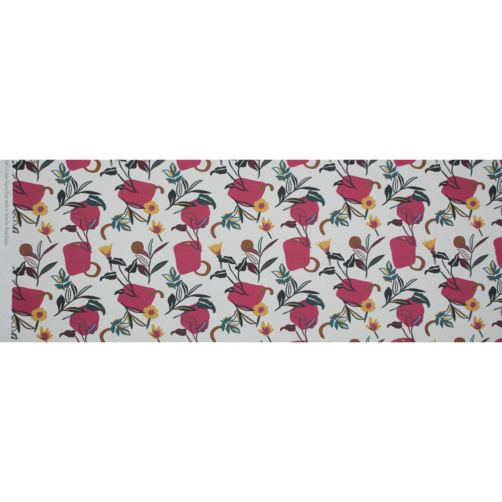 Cotton Poplin - Pink Sorbet Shapes and Flowers - Midnight Swing Print - Mood Exclusive Avenable Collection Folded