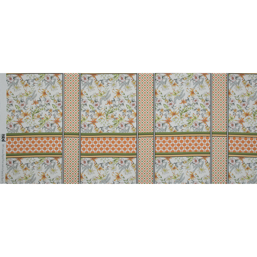 Mood Exclusive Italian Wedding Green and Orange Cotton Poplin - Folded