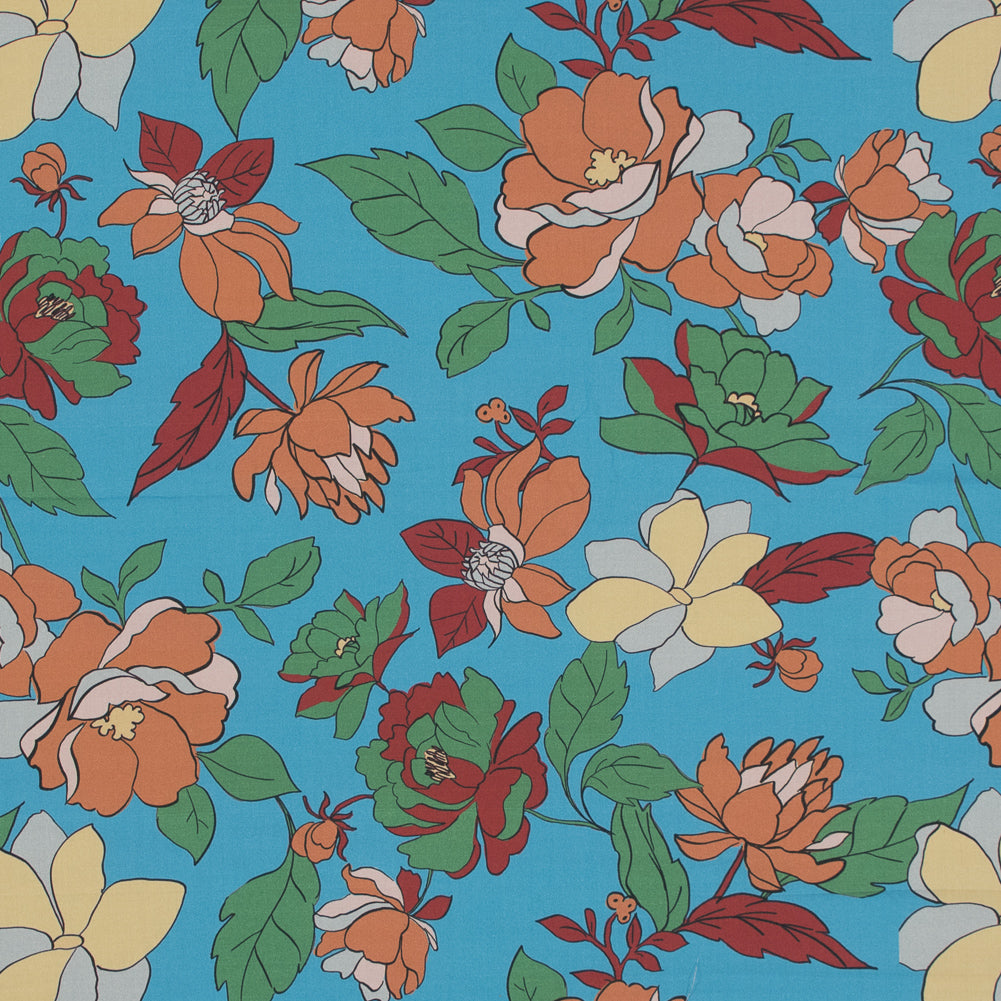 Cotton Poplin - Blue Floral - Libertad de Excelencia Print - Mood Exclusive Avenable Collection