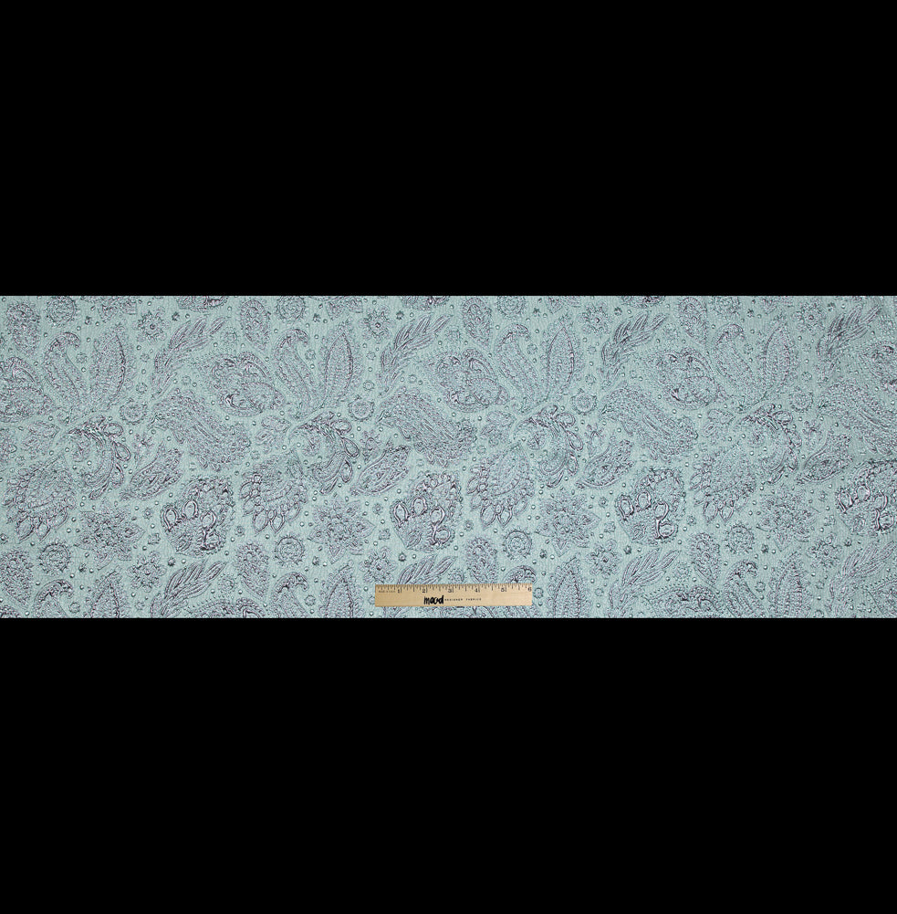 Rose Gold and Seafoam Luxury Paisley Metallic Brocade - Folded