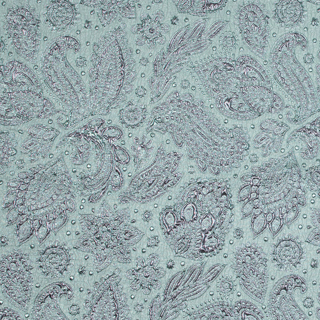 Rose Gold and Seafoam Luxury Paisley Metallic Brocade