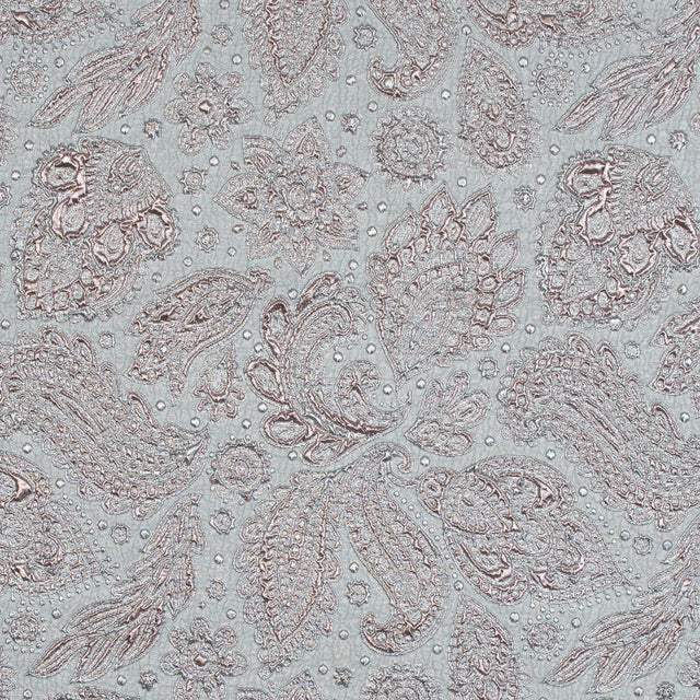 Rose Gold and Silver Luxury Paisley Metallic Brocade
