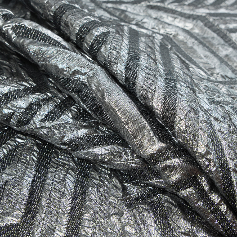 Silver Luxury Geometric Metallic Brocade - Detail