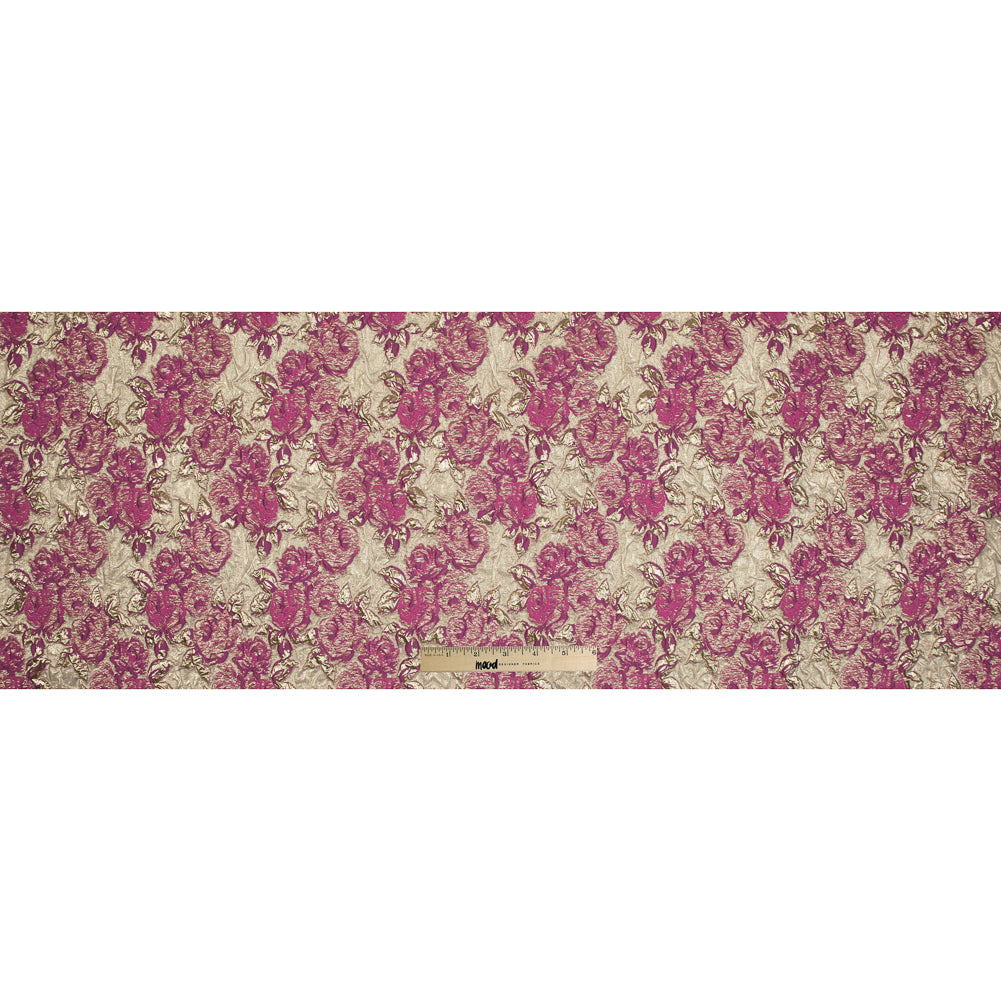 Pink Luxury Floral Metallic Brocade - Folded