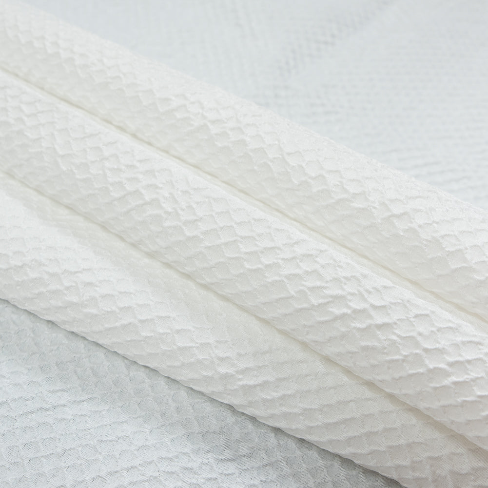 Metallic White Diamond Quilted Brocade - Detail