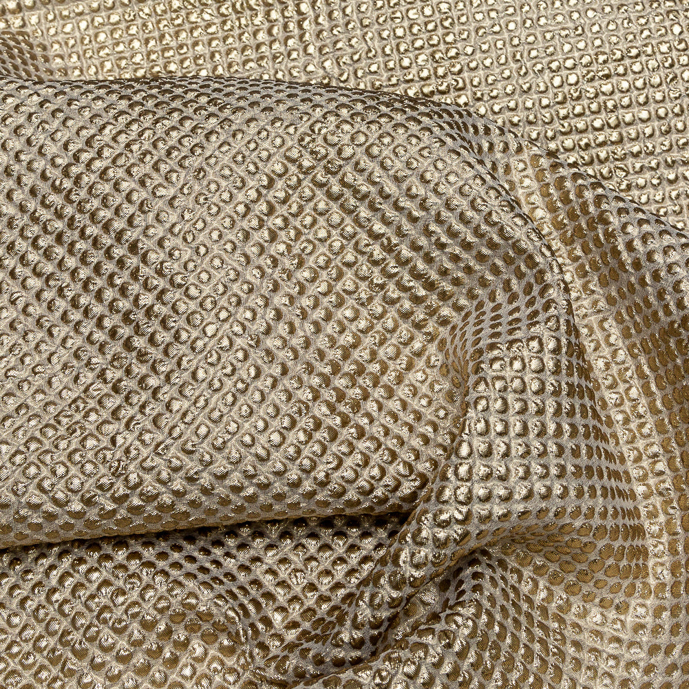 Metallic Gold Diamond Quilted Brocade - Detail