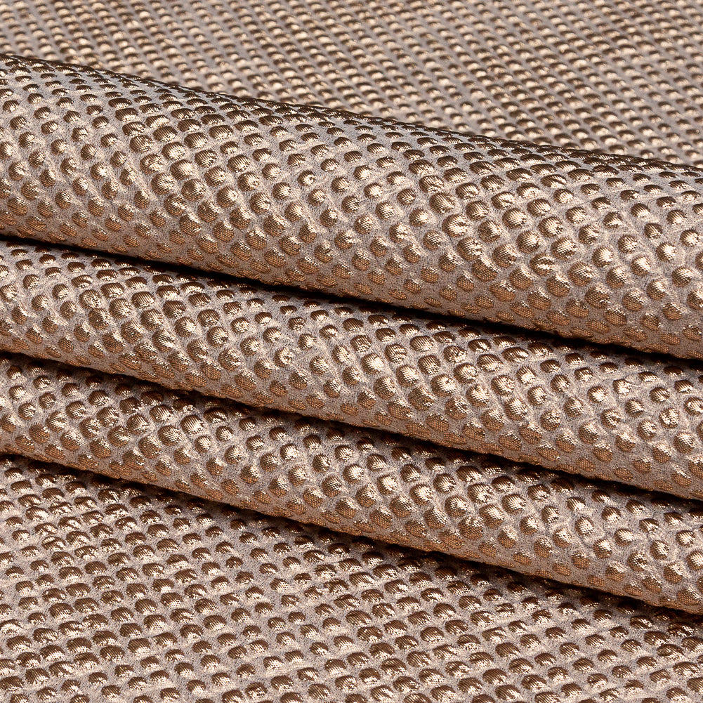 Marylin Metallic Peach Bellini Diamond Quilted Brocade Folded