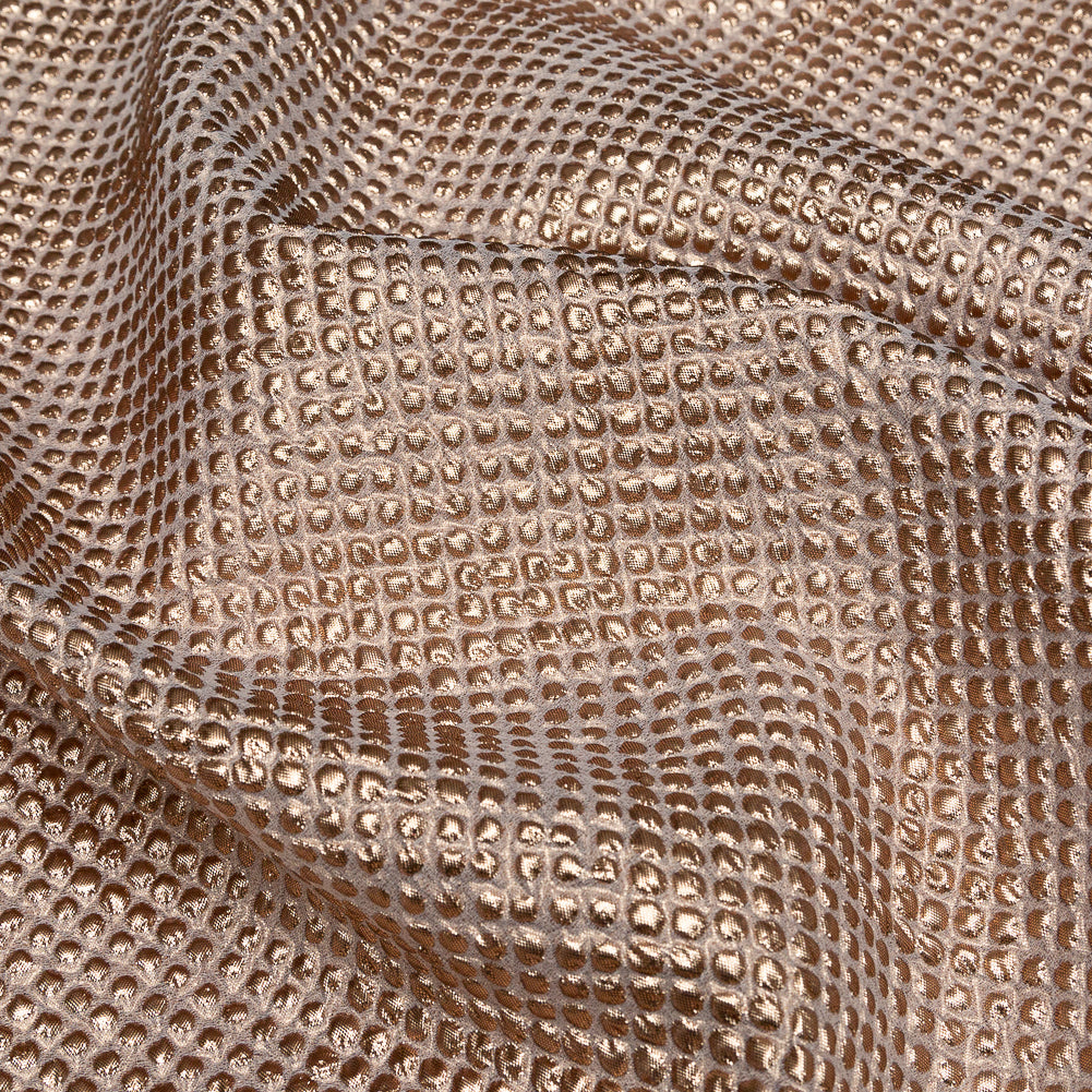 Marylin Metallic Peach Bellini Diamond Quilted Brocade Detail
