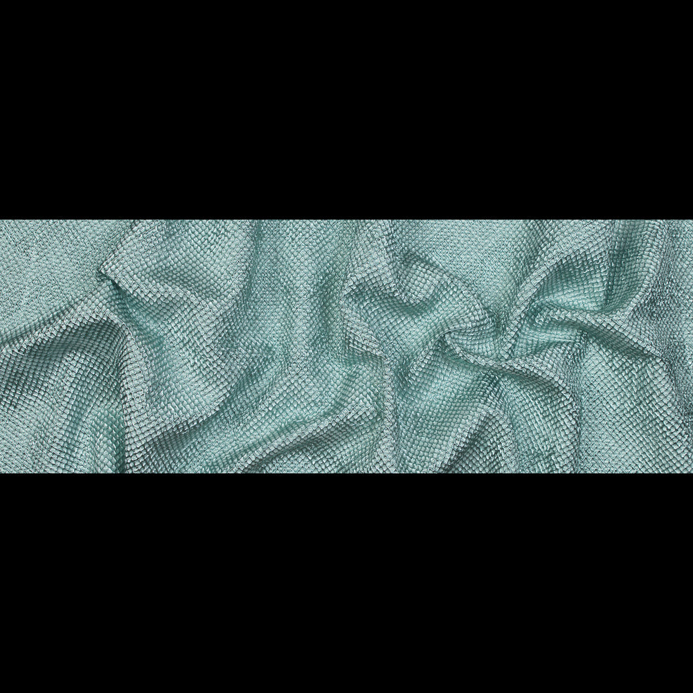 Metallic Mint Diamond Quilted Brocade - Folded