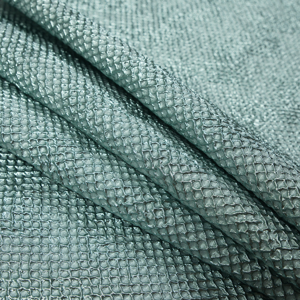 Metallic Mint Diamond Quilted Brocade - Detail