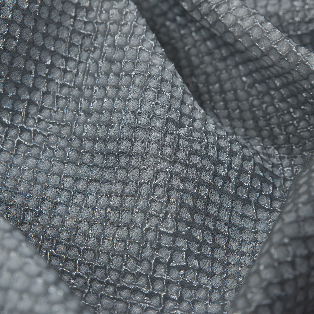 Metallic Transparent Gray Diamond Quilted Brocade - Full