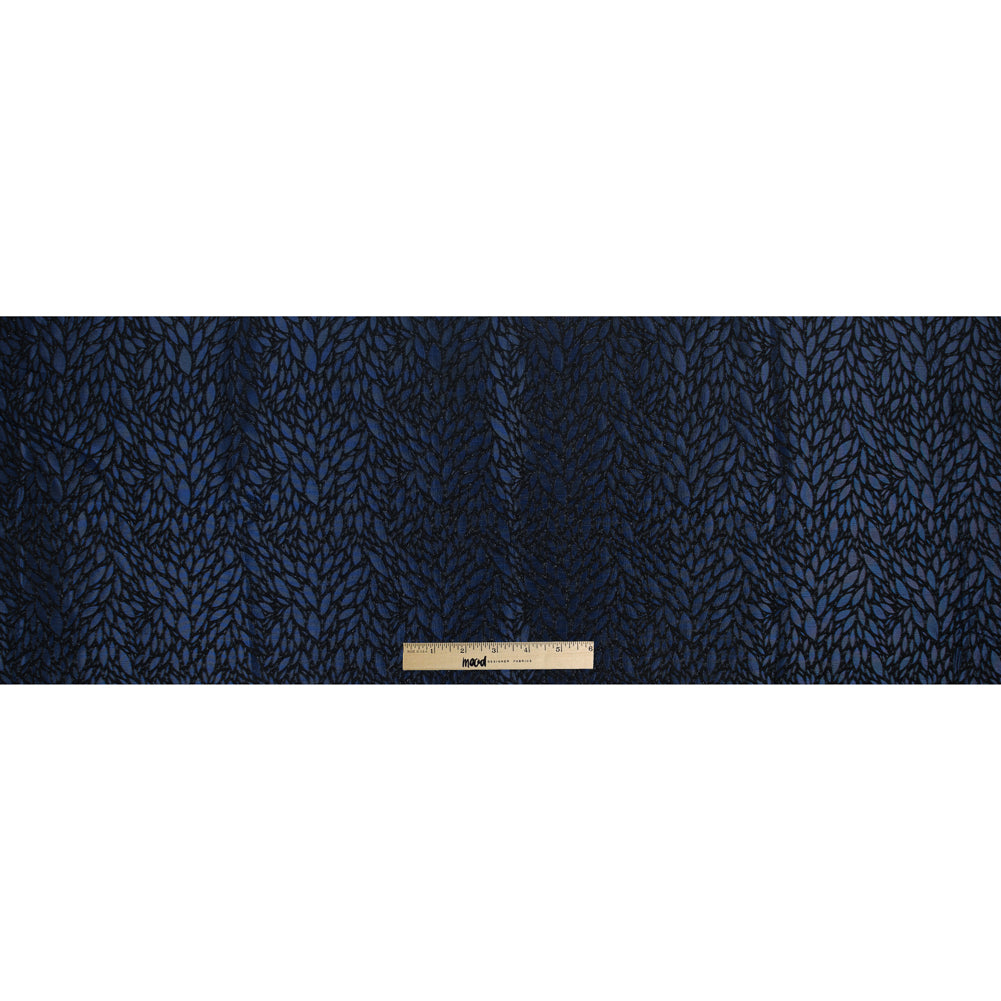 Blue and Black Luxury Abstract Metallic Brocade - Folded